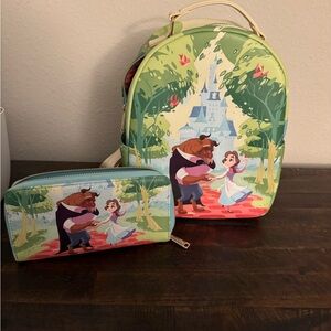 Loungefly Beauty and the Beast Backpack & matching wallet